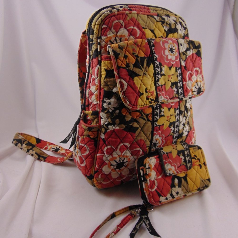 Vera Bradley Quilted Backpack and Wallet in Bittersweet Pattern (2013)